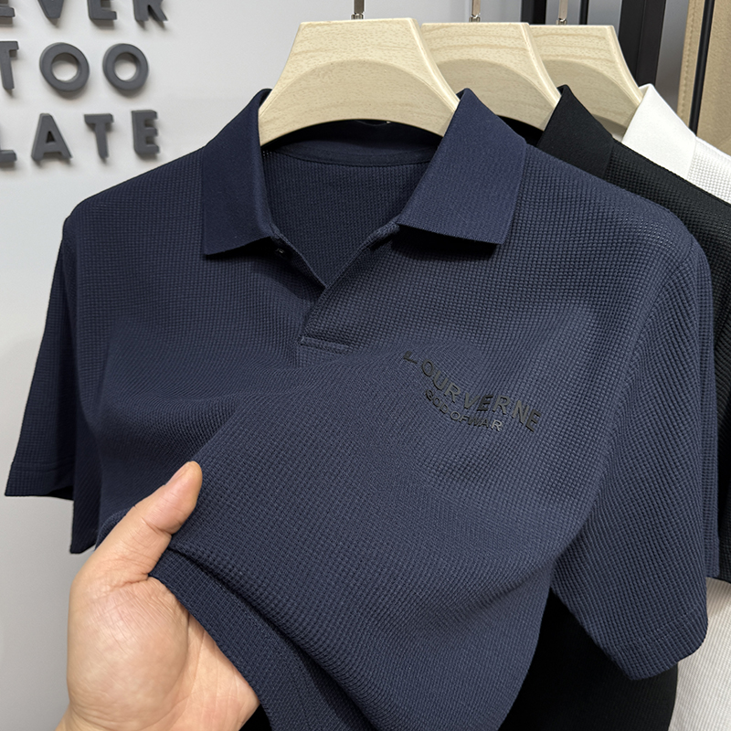 短袖衬衫男款夏季美式刺绣字母设计感ins潮牌痞帅衬衣高级感上衣