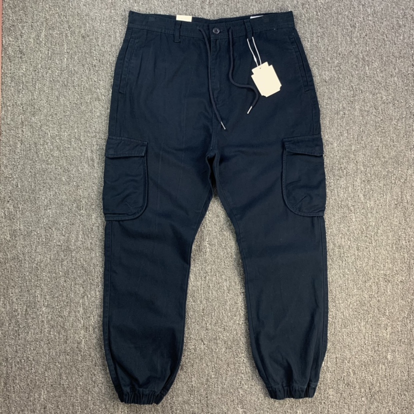 春秋款工装纯棉束口长裤男装小脚裤子宽松休闲多袋慢跑长裤子潮流