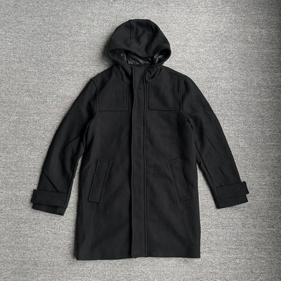 波兰单英伦风呢子大衣男装羊毛混纺秋冬中长款风衣连帽毛呢外套