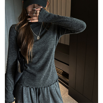 仿羊绒秋冬季半高领木耳