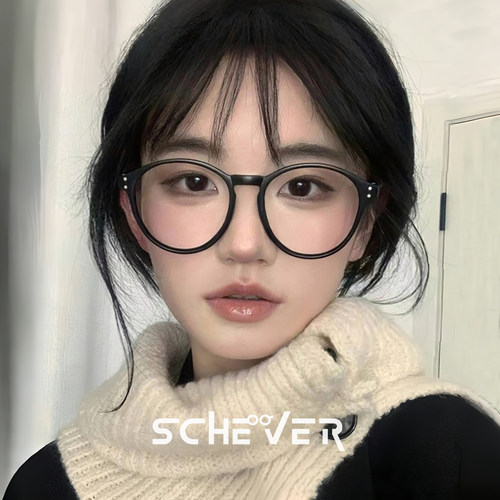 黑框素颜神器眼镜圆框可配近视