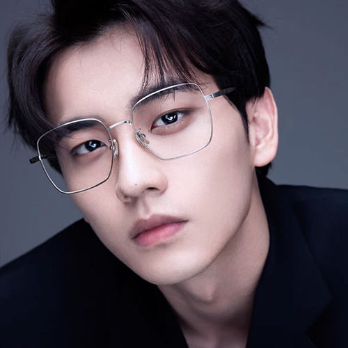 纯钛银框眼镜男近视高级感纯钛