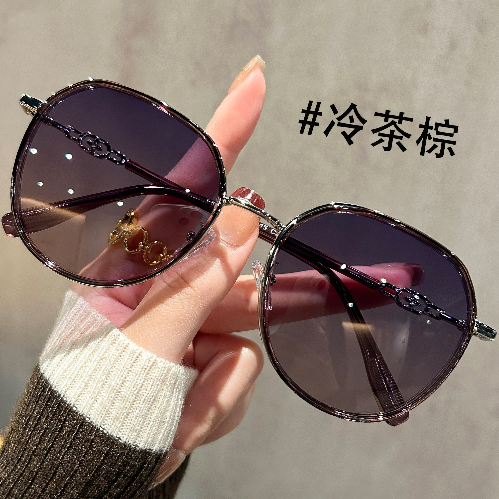 圆形偏光墨镜女款2025新款高级感近视带度数防紫外线防晒太阳眼镜