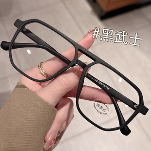 可配度数磨砂黑框眼睛镜框大框大脸黑武士平光镜 双梁眼镜近视男款