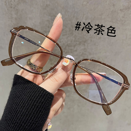 茶色窄框眼镜近视可配素颜显脸小