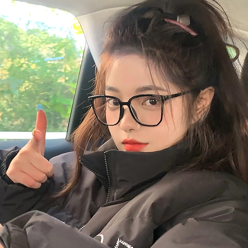黑框眼镜女素颜神器近视