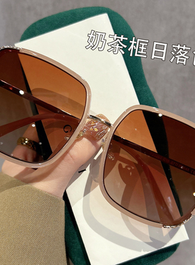 茶色高清尼龙墨镜新款2025女大框太阳镜防紫外线偏光眼镜大脸防晒