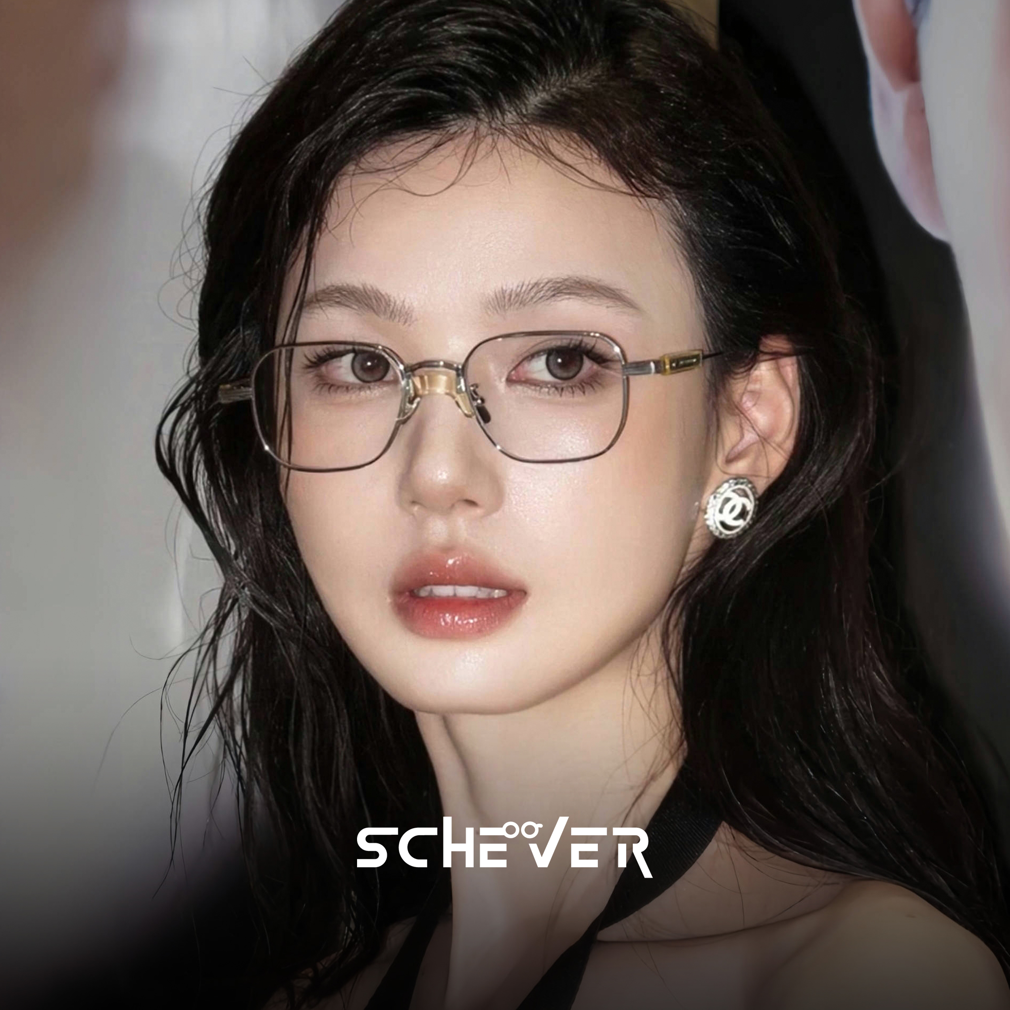 清冷银框高智感眼镜女近视可配