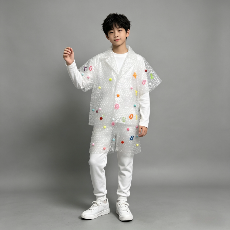 男童环保时装秀服装幼儿园亲子走秀手工diy创意数字字母环保衣服