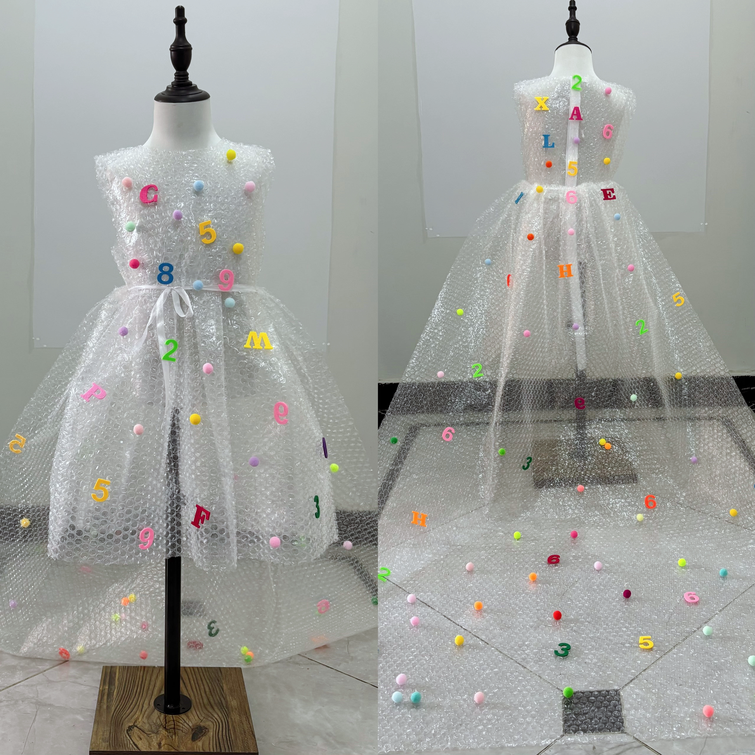 数字裙幼儿园走秀环保服装