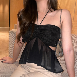 women吊带细闪显瘦挂脖上衣女 suspender for top Slim fitting