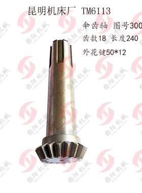 昆明机床厂 TM6113 伞齿轴30058 齿数18长度240花键轴50*12 齿轴