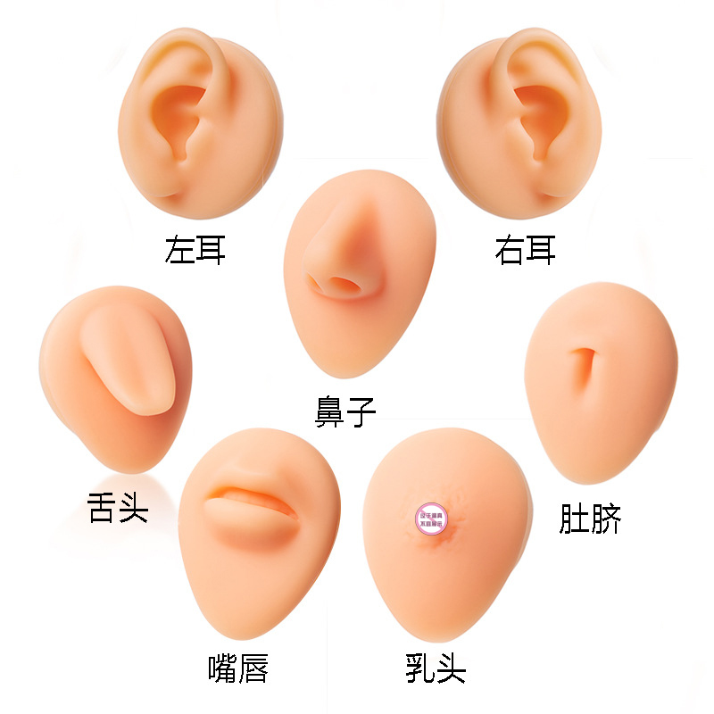 仿真硅胶耳朵舌头肚脐穿刺模型