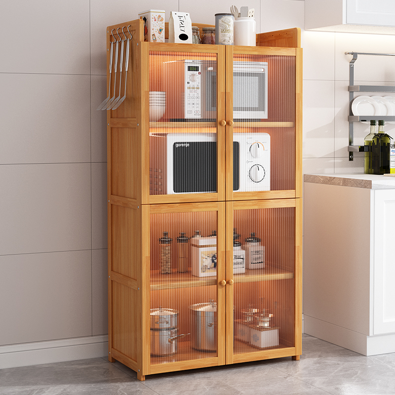 楠竹厨房置物架实木餐边柜靠墙一体客厅柜子储物柜收纳柜简易橱柜
