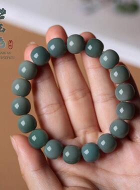 敦煌飘花白玉菩提根DIY风化胖苹果散珠男女双圈手链手串佛珠批发