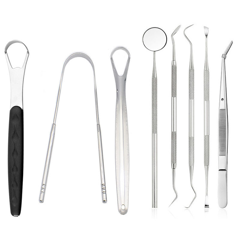 现货不锈钢牙科工具套装剔牙工具牙结石去除刮舌器口腔护理口腔镜