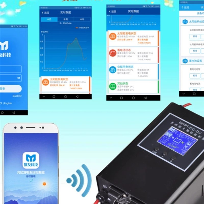太阳能控制器MPPT降压型防直通Y02.6版铅酸/锂电多功能物联网版