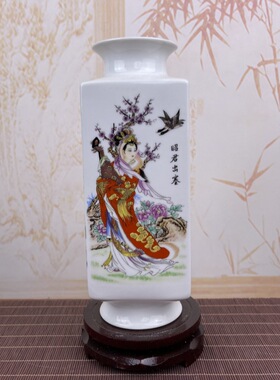 景德镇陶瓷器花瓶家居装饰品摆件四美女花瓶插花器工艺品小摆设