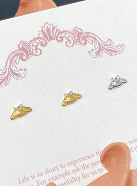 仙人 钛合金“玉桂狗”镀金耳钉/耳蜗钉/耳骨钉/flat 16g内螺纹