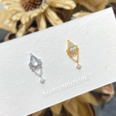 钛合金 耳骨钉 星辉 仙人 镀金白金耳钉 耳坠钉 flat 16g内螺纹