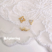 钛合金16 耳钉 18g 镀金 仙人 耳骨钉 漫寻星 耳坠 内螺纹防敏