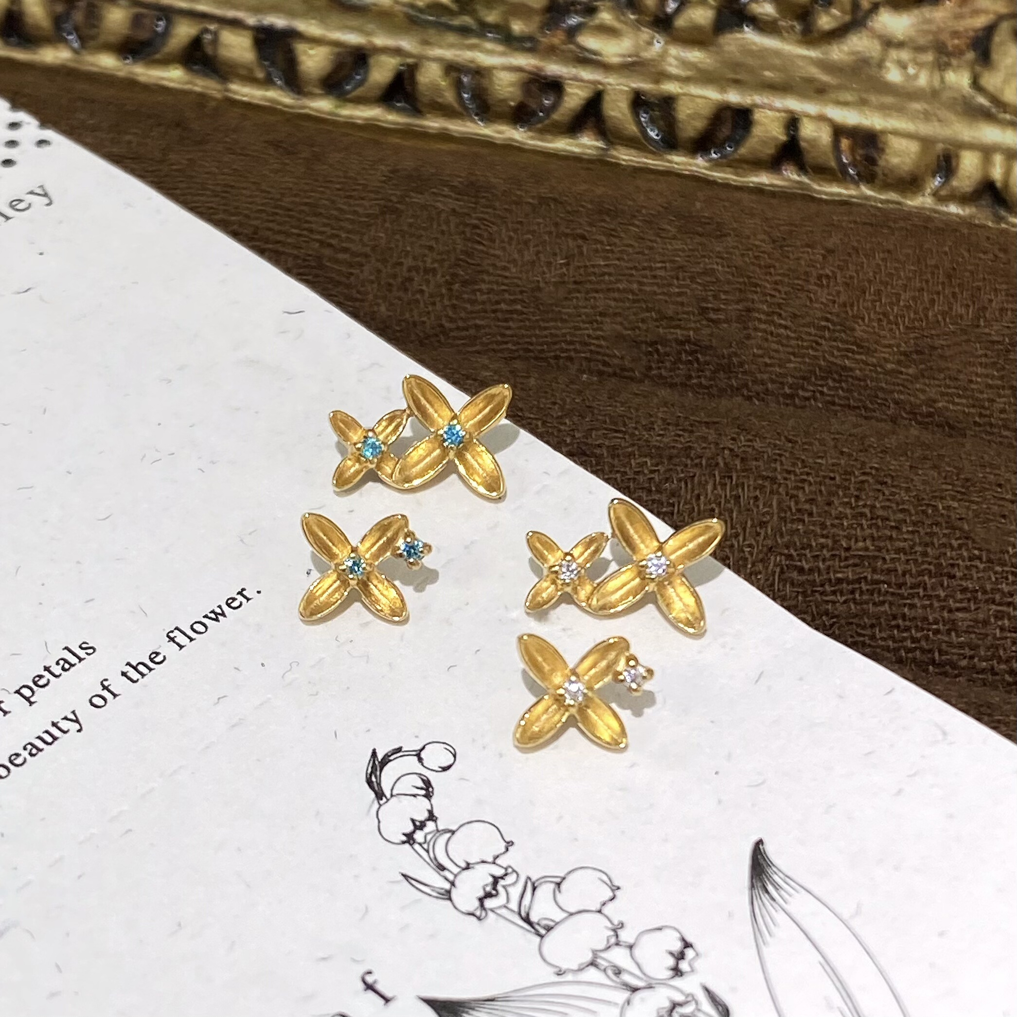 仙人 钛合金“桂香”镀金耳钉耳蜗钉耳骨钉flat 16g 免摘睡觉防敏