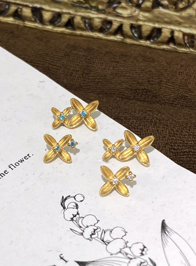 仙人 钛合金“桂香”镀金耳钉耳蜗钉耳骨钉flat 16g 免摘睡觉防敏