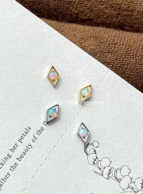 仙人 钛合金“小方”镀金耳钉/耳蜗钉/耳骨钉/flat 16g内螺纹防敏