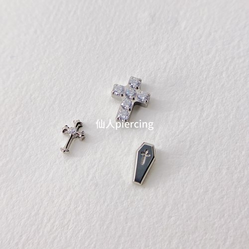 仙人穿刺 f136钛合金耳钉 十字架合集 耳窝钉耳骨钉16/18g防敏
