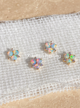 仙人 f136钛合金 “Aria”镀金耳钉/耳骨钉/唇钉内螺纹 16/18g