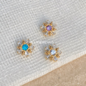 钛合金 耳骨钉 雪花 仙人 耳钉 耳蜗钉 16g内螺纹耳钉 防敏