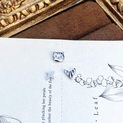 仙人 钛合金“钛乐园”耳钉/耳蜗钉/耳骨钉/flat 16g内螺纹防敏