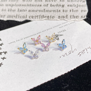 镀金蝴蝶仙仙耳钉耳蜗钉耳骨钉flat 琉璃蝶羽 防敏 钛合金 仙人