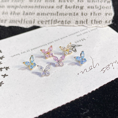 仙人 钛合金“琉璃蝶羽”镀金蝴蝶仙仙耳钉耳蜗钉耳骨钉flat 防敏