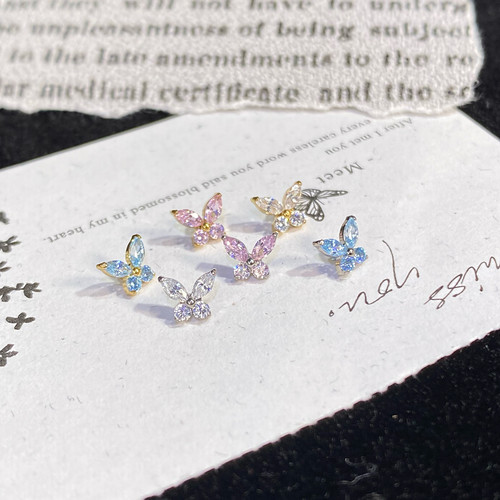 仙人 钛合金“琉璃蝶羽”镀金蝴蝶仙仙耳钉耳蜗钉耳骨钉flat 防敏