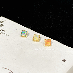 仙人 钛合金“方澳”镀白金耳钉耳蜗钉耳骨钉 16g内螺纹养耳洞