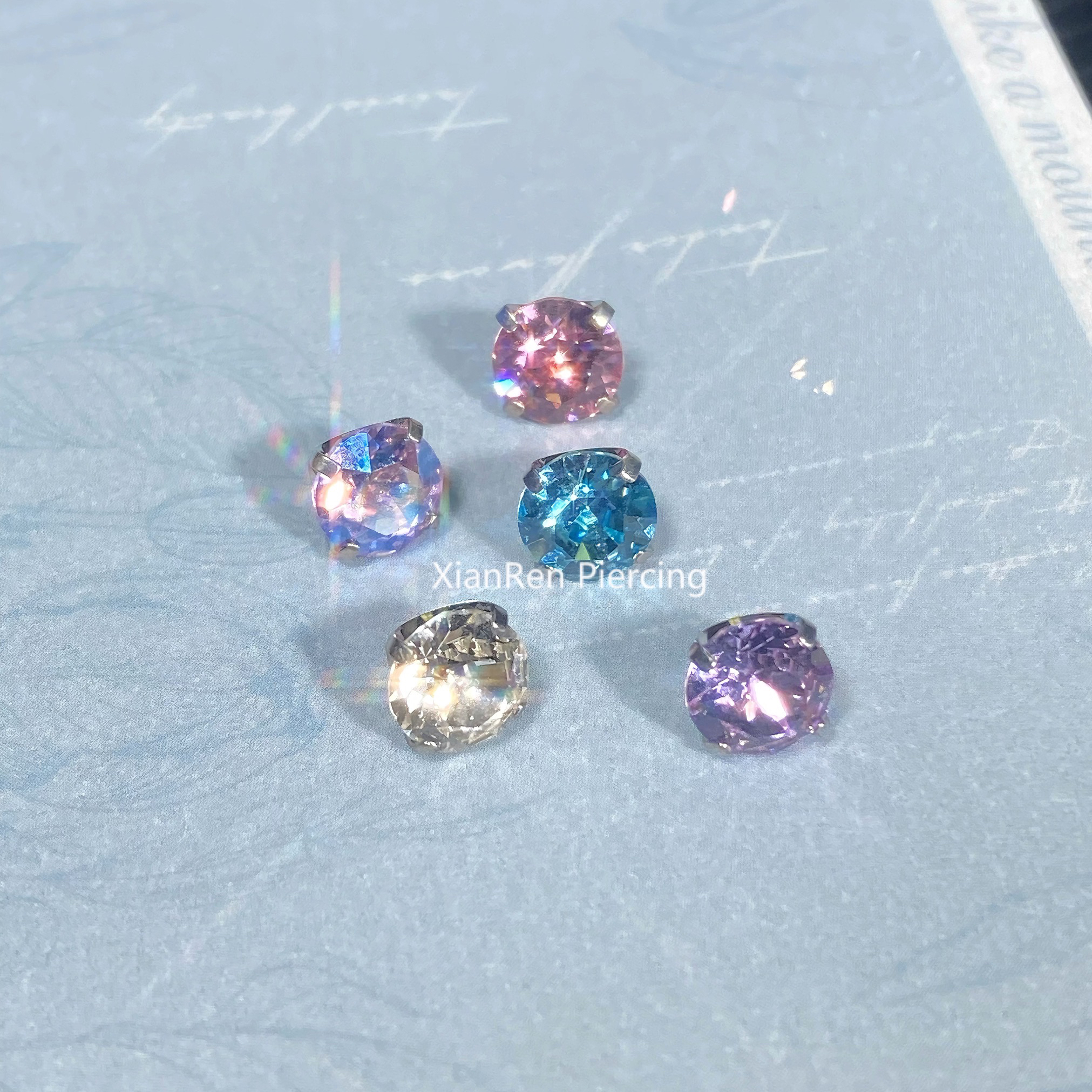 仙人 钛合金“华子”6mm 华子耳钉/耳骨钉/耳蜗钉 16g 内螺纹