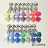 f136钛合金 澳宝舌钉 耳桥 仙人穿刺 脐钉通用 爪镶欧泊14g穿孔