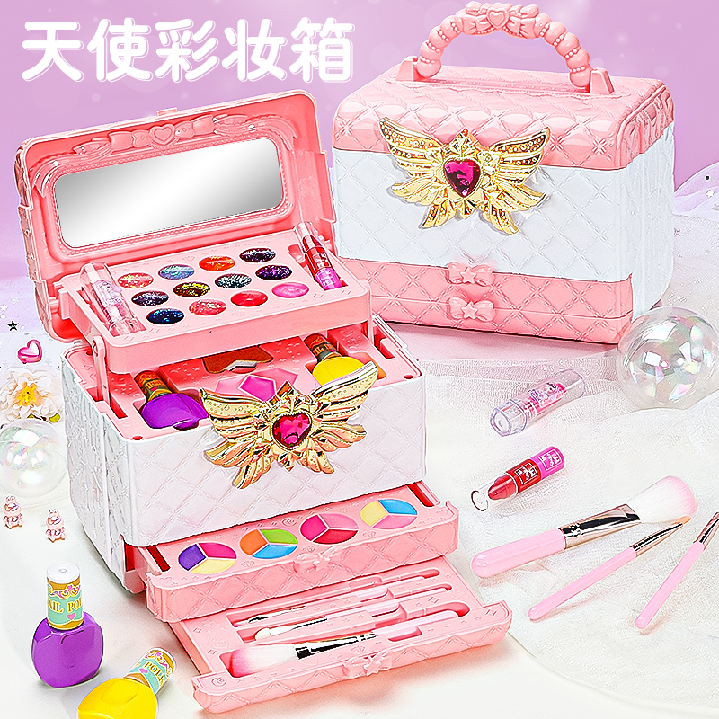 儿童化妆品套装雪花女孩可水洗爱莎彩妆盒艾莎冰雪公主魔法棒玩具
