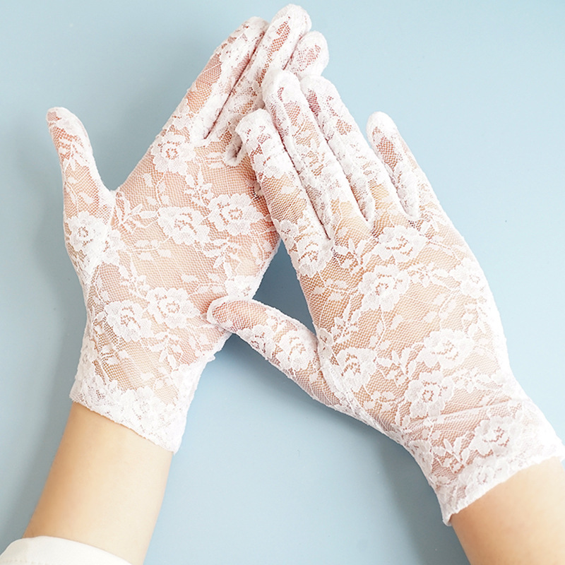 蕾丝清凉透气防晒玫瑰花全指手套