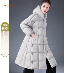 A字版羽绒服女中长款2025新款白鸭绒加厚宽松显瘦可调节保暖外套