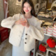 羊剪绒大衣皮毛一体皮草外套女圆领短款 100绵羊羔毛韩版 宽松冬季