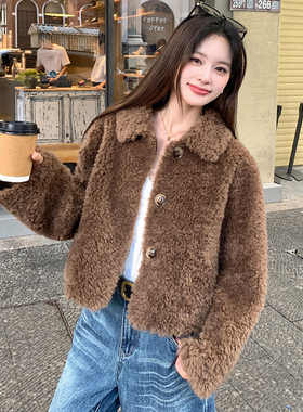 羊羔毛皮毛一体大衣羊剪绒外套女