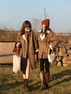 美拉德澳洲羊羔毛皮毛一体全羊毛风衣皮草外套羊剪绒长款大衣女冬