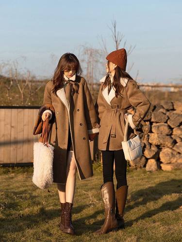 羊羔毛皮毛一体外套女羊剪绒风衣