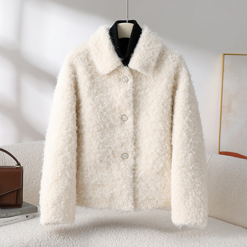 2025秋冬新款小个子年轻羊剪绒大衣女羊羔毛短款皮毛一体皮草外套