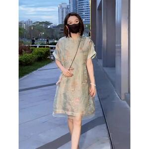 欧洲站新中式旗袍改良年轻款少女2025年新款高级感碎花连衣裙女夏