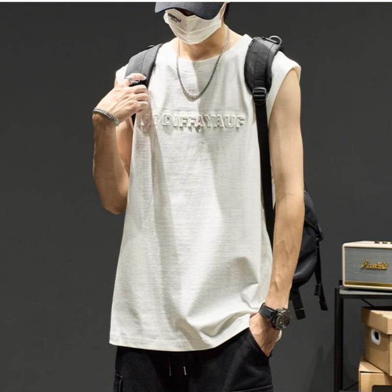 潮牌夏季新款男款痞帅背心男装修身时尚百搭运动休闲坎肩无袖t恤