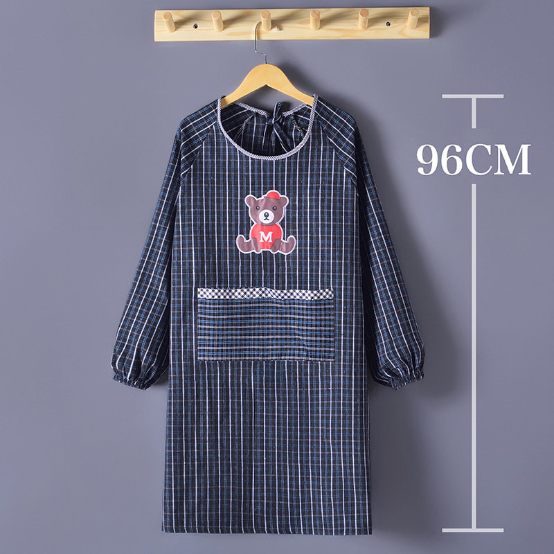 纯棉老粗布围裙长袖韩版时尚可爱成人罩衣秋冬加厚工作服LOGO