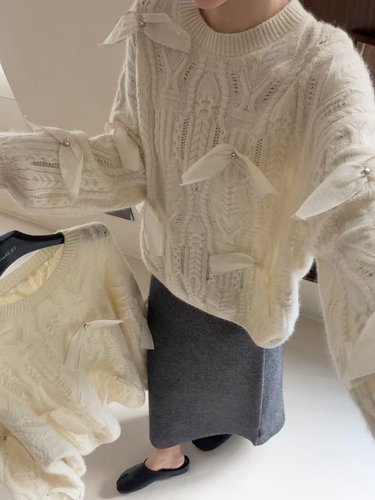 欧韩时尚羊驼绒甜美风针织衫毛衣